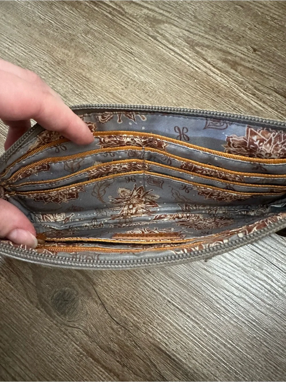HOBO Taupe Leather Wristlet Clutch